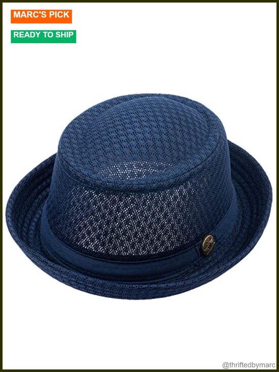 Straw Mesh Fedora Pork Pie Hat, Lightweight Summer Boater Beach Cap main image 5